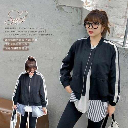 Áo khoác bomber bigsize phối kẻ giả 2 cho nữ 60-100kg - sản phẩm có sẵn của HANOI BIGSIZE - chuyên bigsize chất lượng | BigBuy360 - bigbuy360.vn