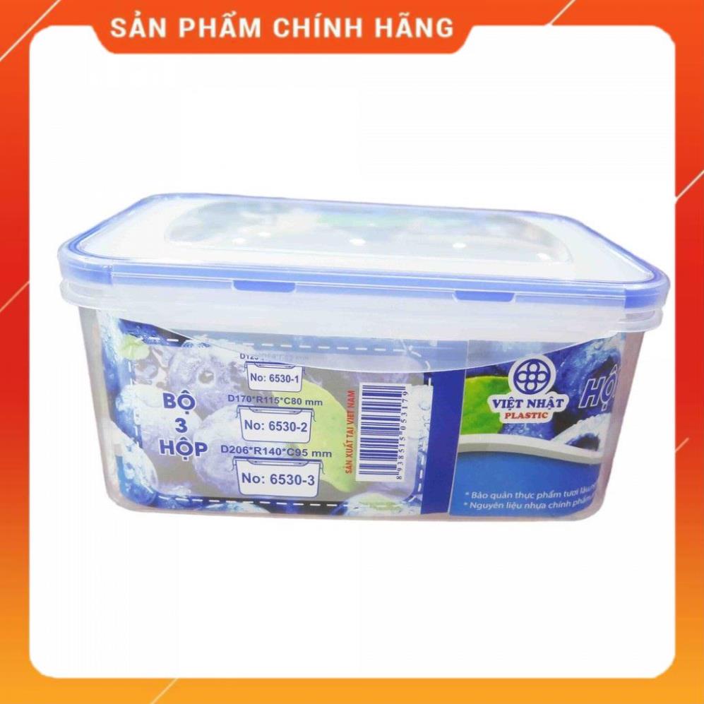 Bộ 3 Hộp Đựng Thực Phẩm Để Tủ Lạnh Nhựa Việt Nhật