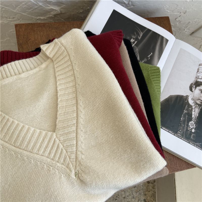 Korean style loose sweater V-neck school wind knit vest | BigBuy360 - bigbuy360.vn