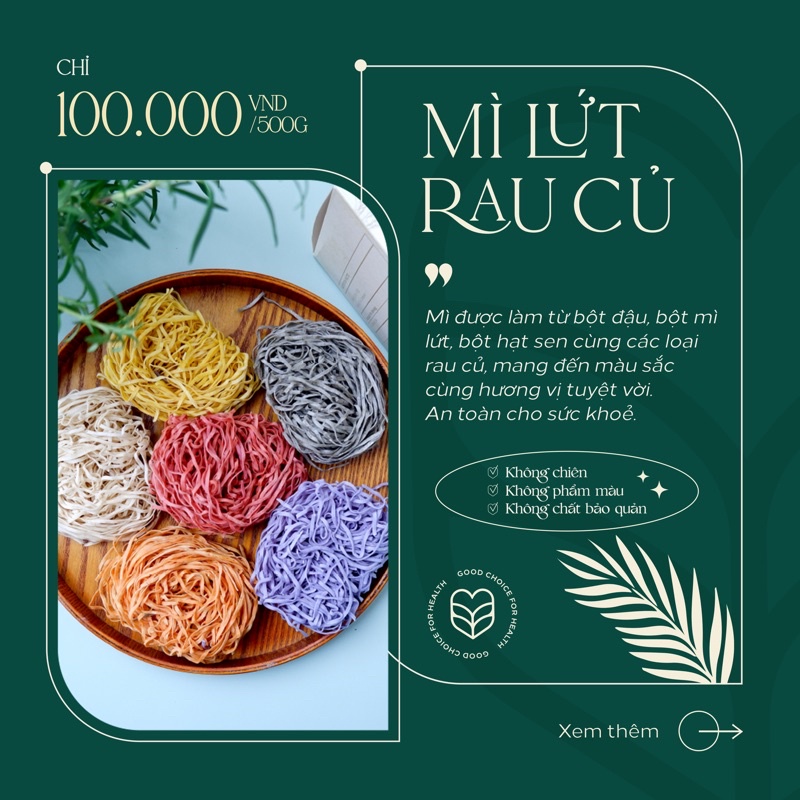 Mì Lứt Rau Củ Tự Nhiên- Không Chiên 500g