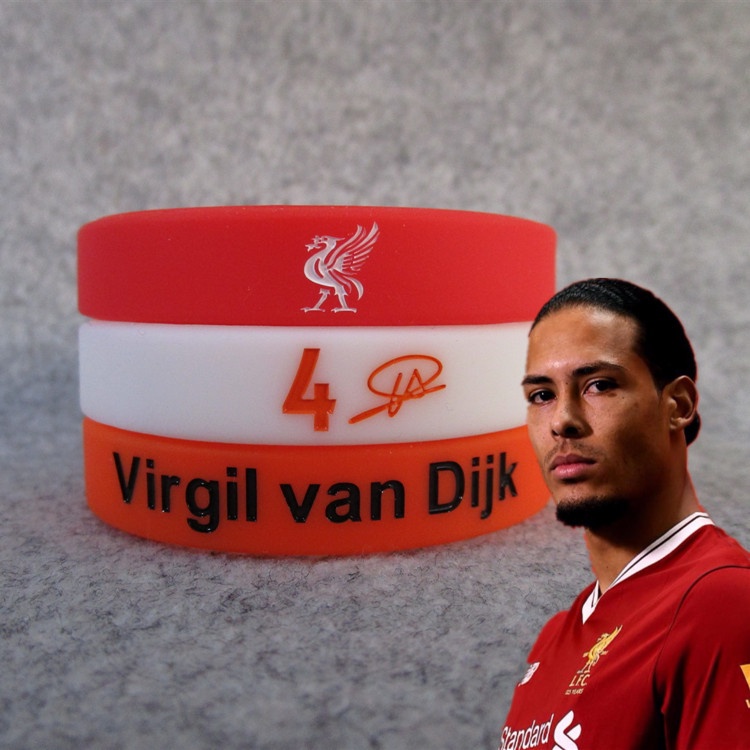 Ngôi Sao Bóng Đá Liverpool không. Vòng Tay Thể Thao Bằng Silicone Phát Quang 4 Chữ Ký Van Dick