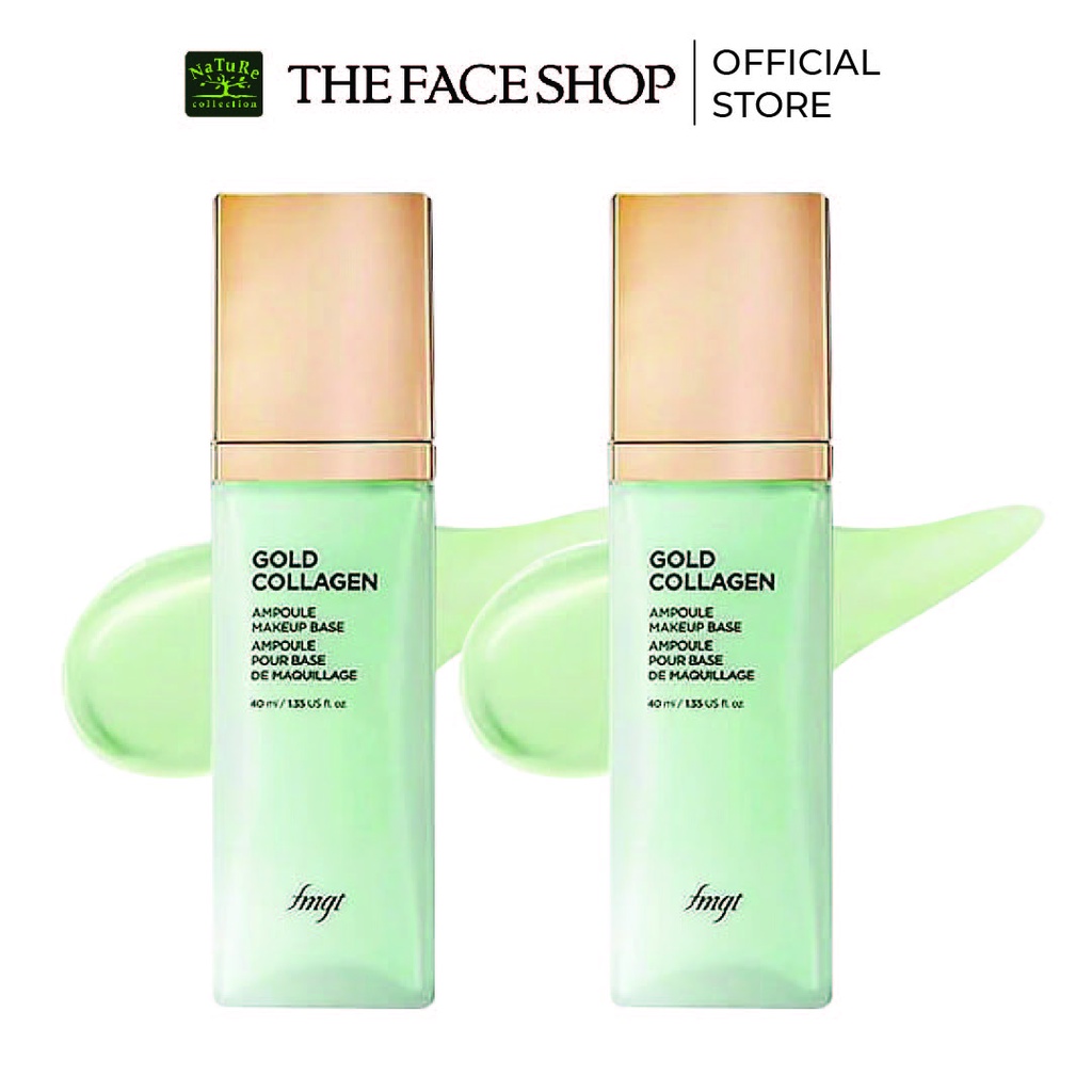Combo 2 Kem Lót Thefaceshop Gold Collagen Ampoule Makeup Base Spf30 02 Green Pa++ 40Mlx2