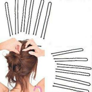 Ghim kẹp tóc màu đen hình chữ U- love kiss ( gói 10 chiếc)