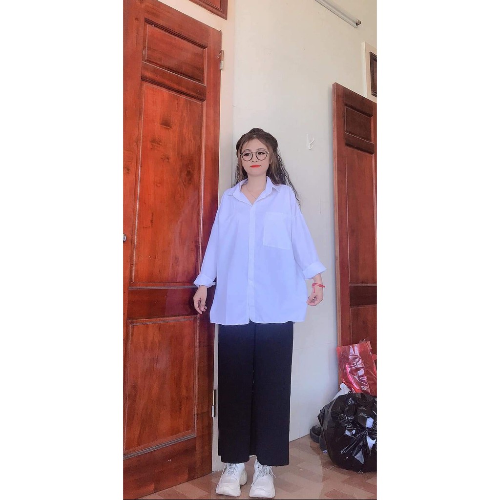 [ẢNH THẬT Áo Sơ Mi Trắng - Tay Lỡ Tay Dài | BigBuy360 - bigbuy360.vn