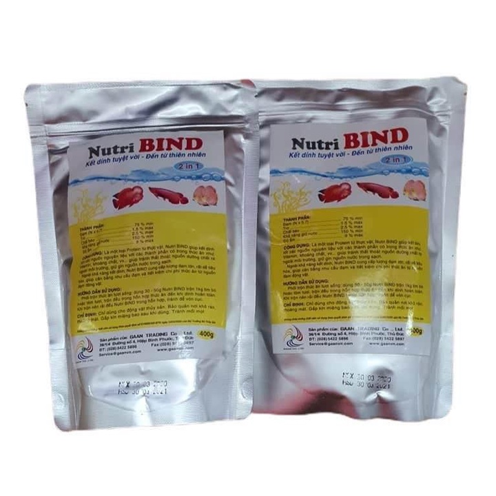 Chất kết dính Nutri Bind (gói Zin 400g) đến từ thiên nhiên trộn tôm tim bò cho cá cảnh và Vitamin