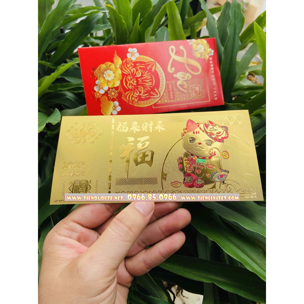 Lì xì tết 2023 bằng Plastic macao hình con mèo - tặng kèm bao lì xì may mắn Quý mão