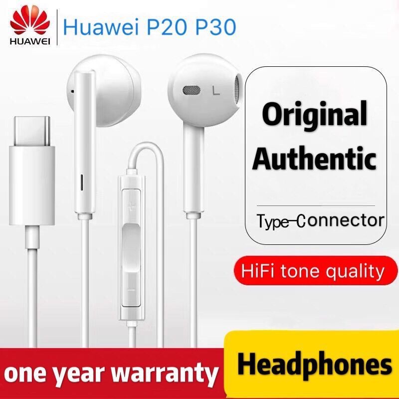 100 Tai nghe Huawei CM33 Giao diện Type-C Tai nghe Mic Âm lượng Âm thanh vòm Huawei P20 P30 P40 Pro 