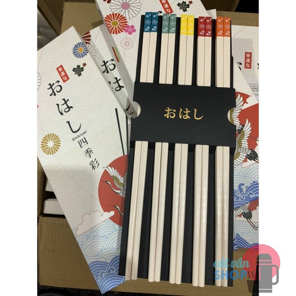 Set 5 đôi đũa Kháng Khuẩn Shikisai Yosakoi Buchi Sợi Thủy Tinh, Chống Nấm Mốc, Chịu Nhiệt  AL-1127