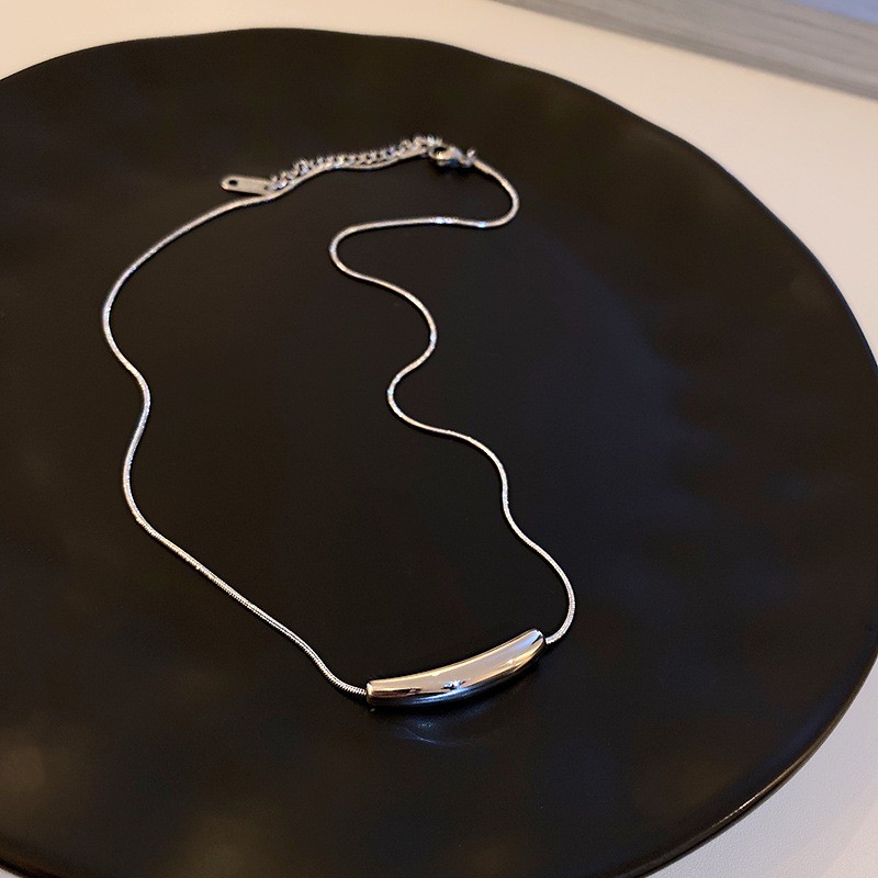 Vòng cổ Mạ Bạc 925 Mặt Hình Giọt Nước Đính Đá Phong Cách Hàn Quốc