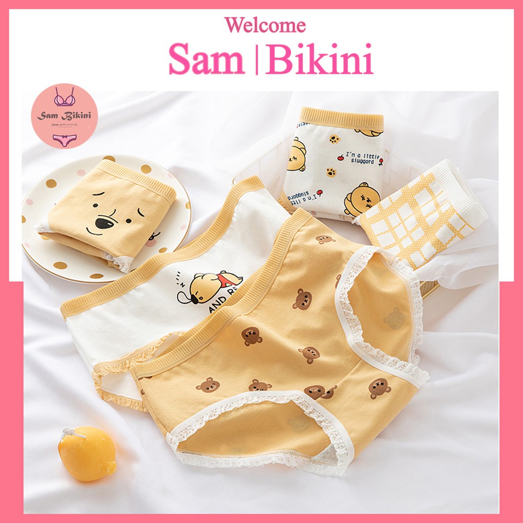 Quần lót cotton nữ kháng khuẩn màu vàng cute | BigBuy360 - bigbuy360.vn