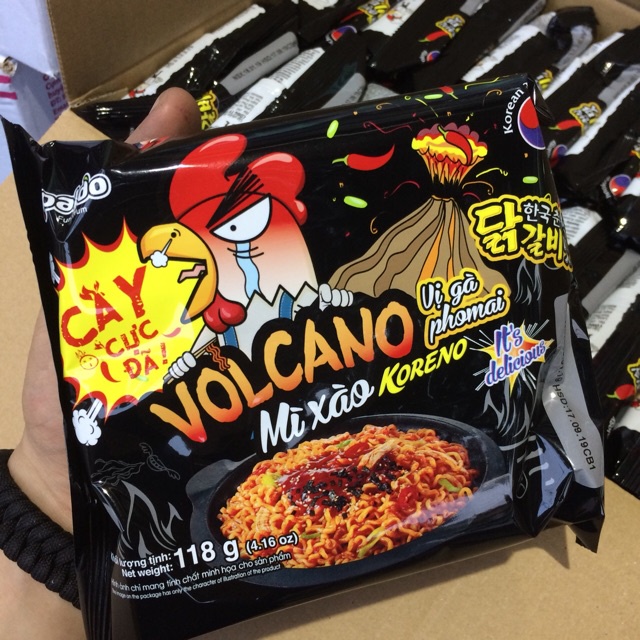 Mì Xào Cay, Mì ăn liền Volcano Koreno Paldo Gói Lớn 118g, 74gr.