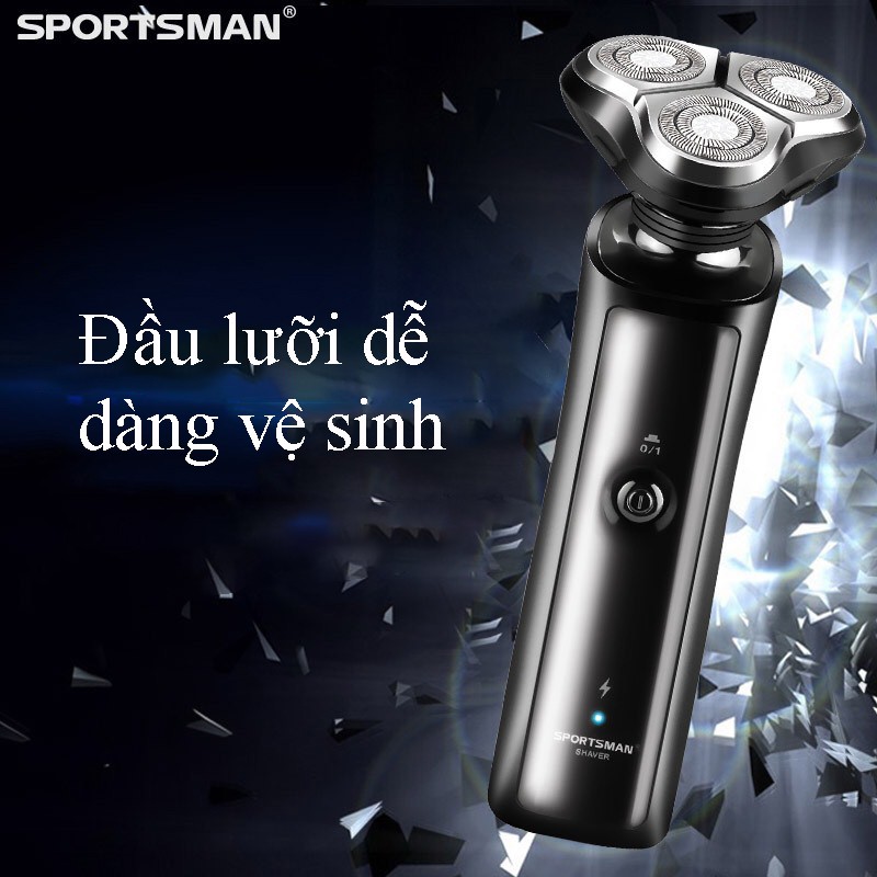 Máy cạo râu đa năng Sportsman, sạc pin, cạo sát, tặng kèm đầu cắt lông mũi và tóc