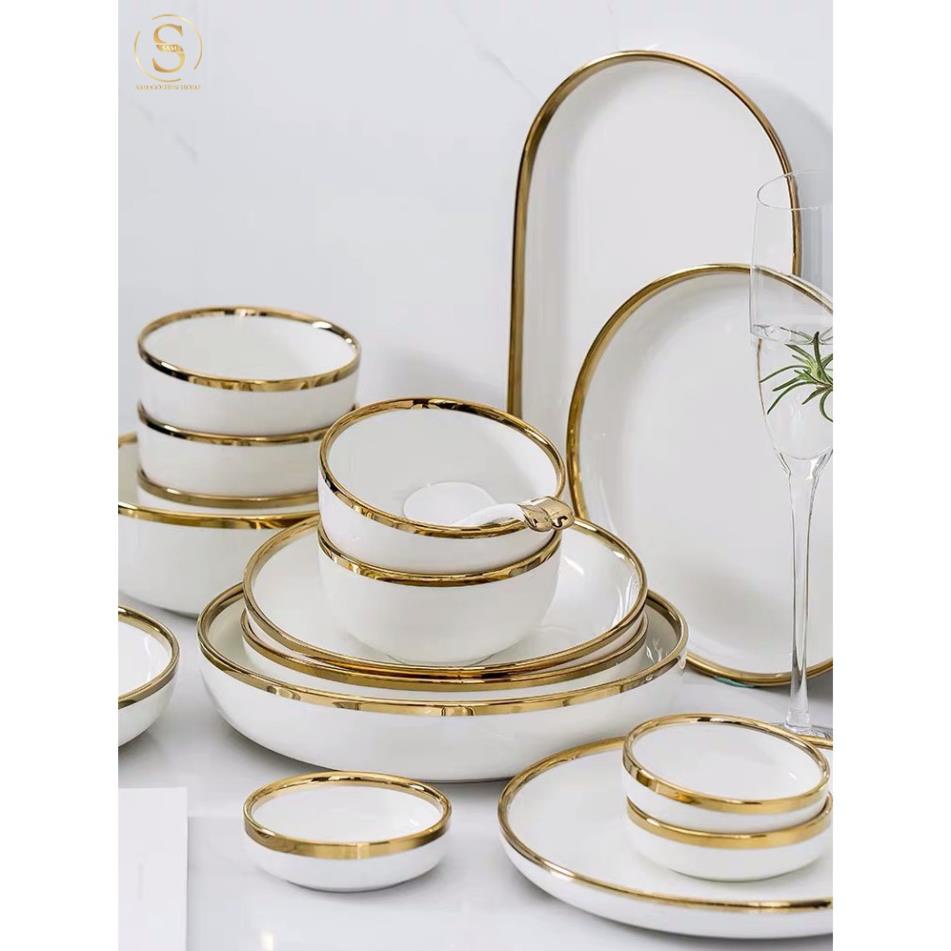 Bộ Chén Dĩa Victorian Viền Vàng Gold Sang Trọng Chất Lượng Cao
