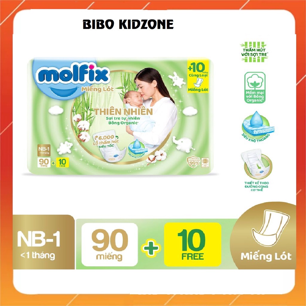 Miếng lót sơ sinh Molfix- Newborn 1 - Gói to 90+10 miếng