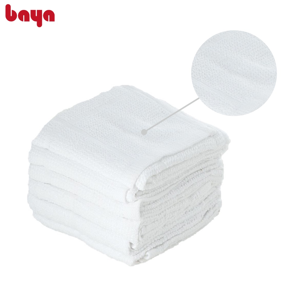 Bộ 5 Khăn Lau Đa Năng BAYA CARE 2833 Vải Cotton Màu Trắng L20xW20