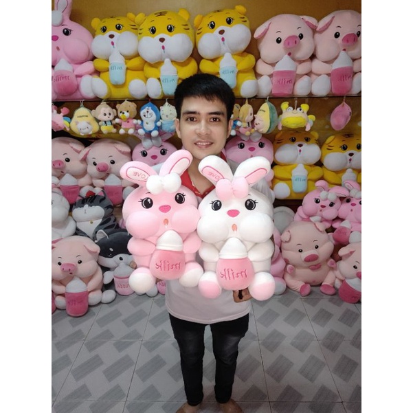 Gấu bông thỏ ôm bình sữa cao cấp