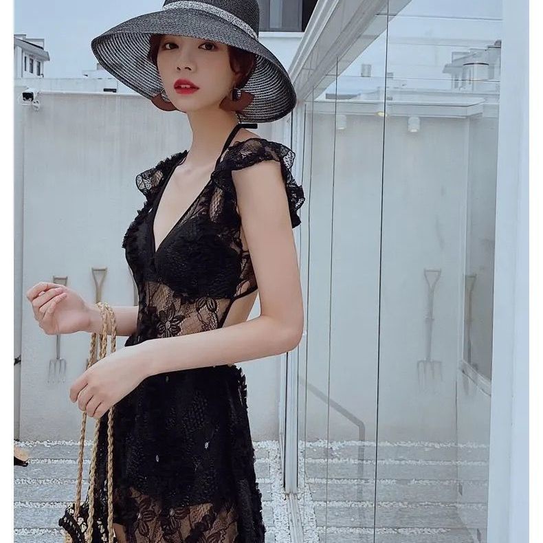 Bộ Đồ Bơi Một Mảnh Phối Ren Phong Cách Pháp Quyến Rũ Cho Nữ