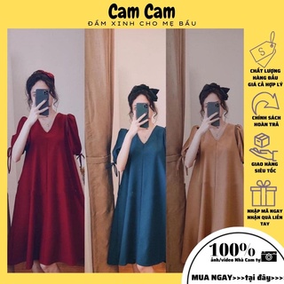 Đầm bầu xinh công sở chất liệu chéo thái, form đẹp, tay chun phồng, chất thoáng mát DB108