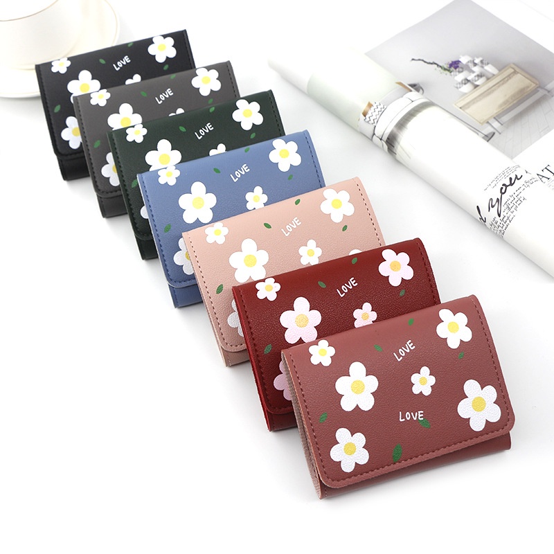 Ví Ngắn Gập Ba Thời Trang Mới Đơn Giản Màu Trơn Đựng Tiền Xu / Thẻ Dành Cho Bạn Nữ