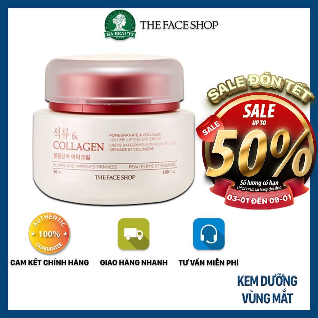 Kem dưỡng vùng mắt The Face Shop Pomegranate &amp; Collagen Volume Lifting Eye Cream 50ml