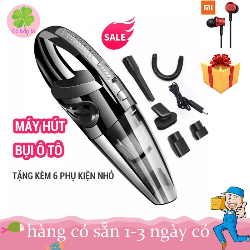 Máy Hút Bụi Cầm Tay Mini Không Dây R-6053 Cao Cấp Bản Adapter 2 Chức Năng Khô Và Ướt Tặng Kèm 5 Đầu Hút- Bh 12 Tháng