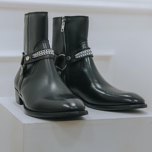giày bốt nam Harness Boots da bò, đế phíp gỗ - giày boot harness boot da bò loại một đế phip gỗ - giày boot cao cổ nam | BigBuy360 - bigbuy360.vn