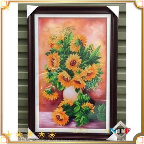 Tranh đính đá BÌNH HOA HƯỚNG DƯƠNG VS076 (50X75) LG1415 (50X75) DF2664 (50X75)