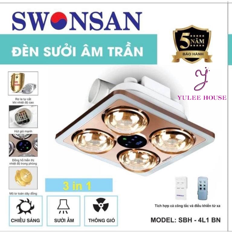 ĐÈN SƯỞI NHÀ TẮM ÂM TRẦN 4 BÓNG MODEL SBH - 4L1BN