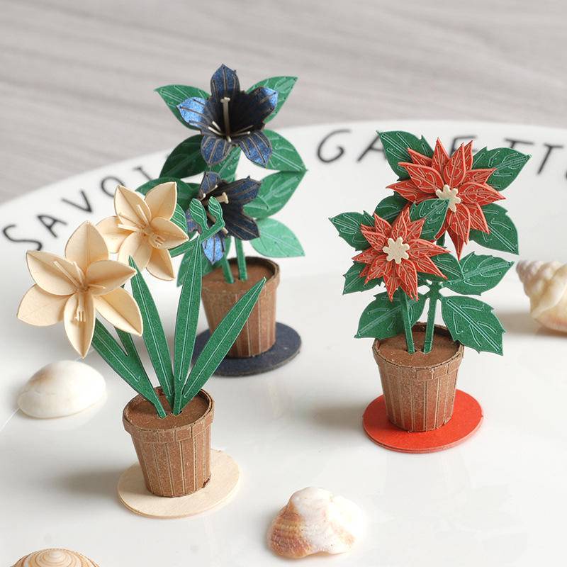 Mô Hình Chậu Hoa Giấy 3D Xếp Hình Thủ Công DIY