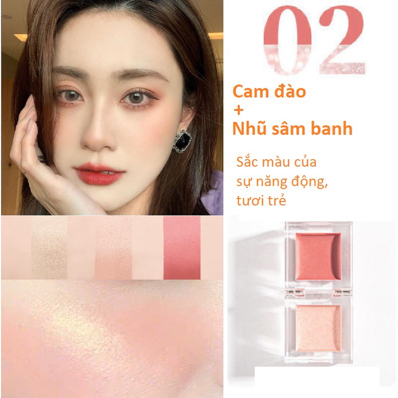 Phấn má nội địa Trung kèm highlight 2 in 1 bỏ túi sành điệu PMA01