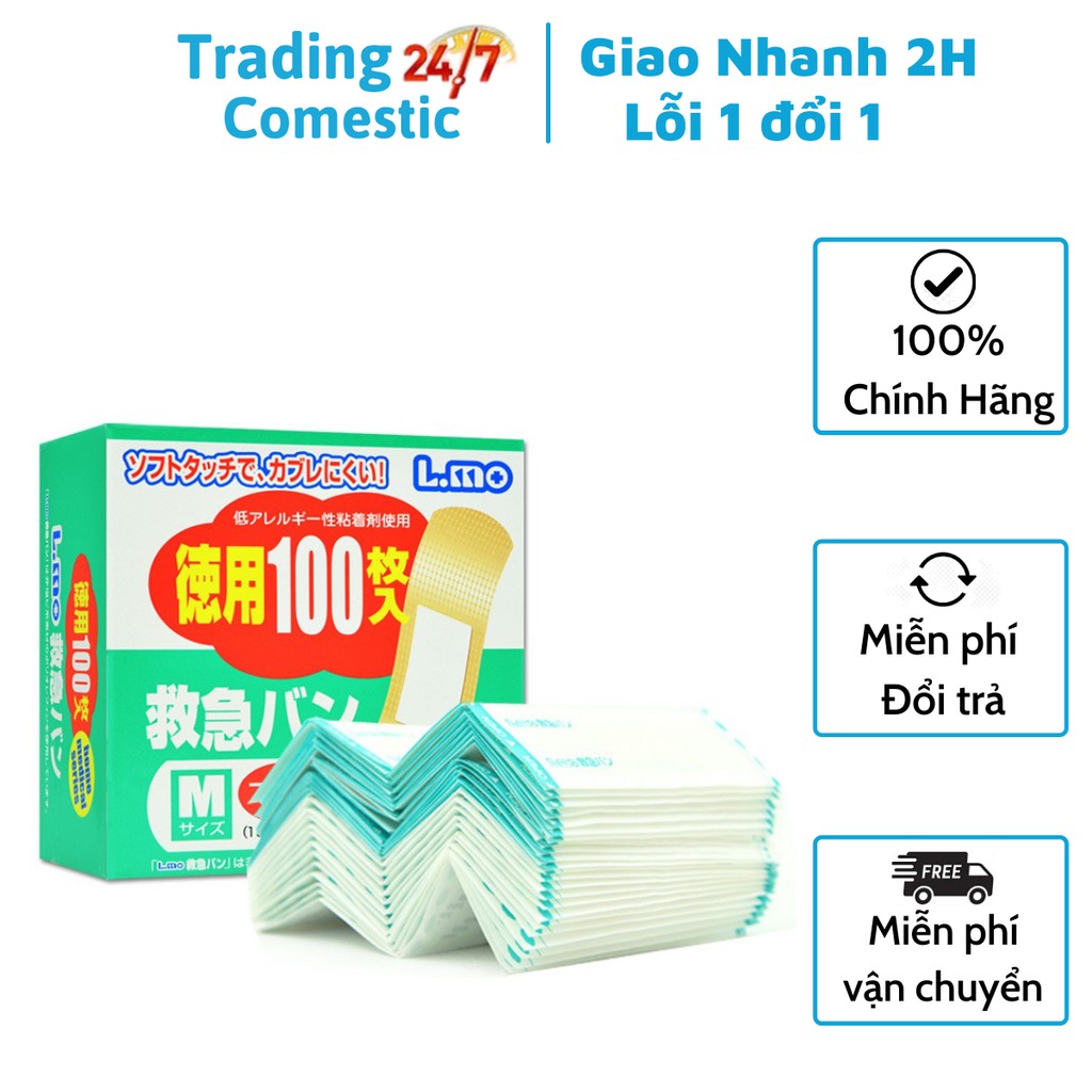 Băng cá nhân Urgo hộp 100 miếng dán vết thương Seiwa Nhật Bản