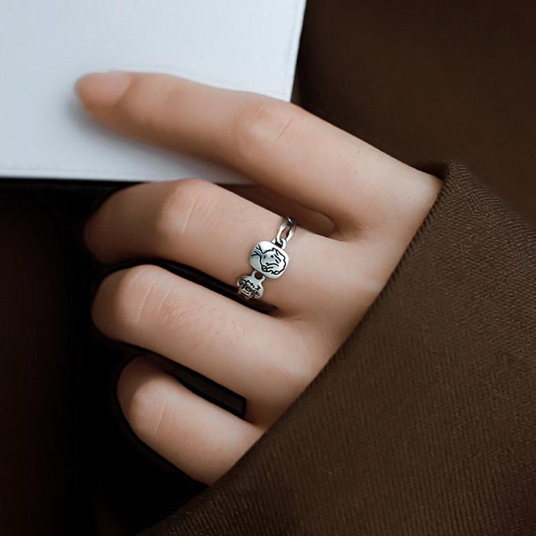 [Blythe] Phiên bản Hàn Quốc của xu hướng avatar chữ dễ cái thương nhẫn nữ đơn giản sáng tạo nhỏ tươi mới chiếc nhẫn mở dây chuyền cũ