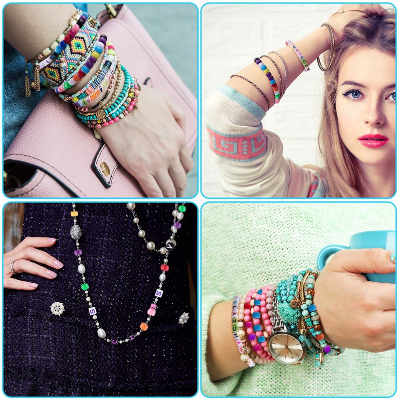 Set 1000 Hạt Xỏ Vòng Tay Co Giãn Nhiều Màu Kèm 8 Cuộn Dây