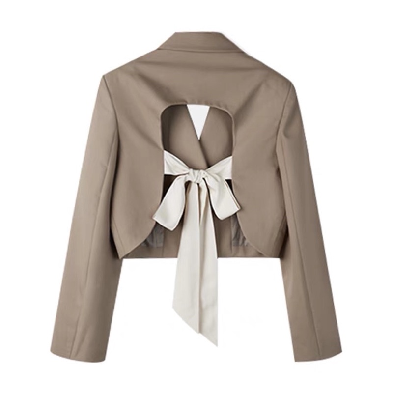 SET ÁO BLAZER CROTOP CỘT NƠ