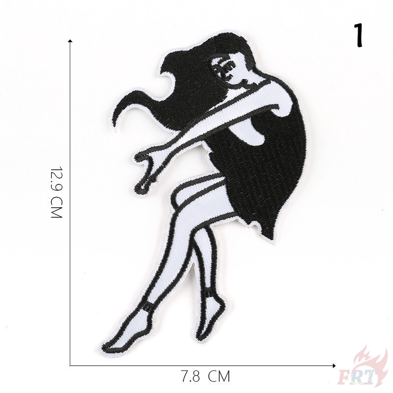 Miếng vá ủi quần áo hình cô gái màu trắng đen nghệ thuật
