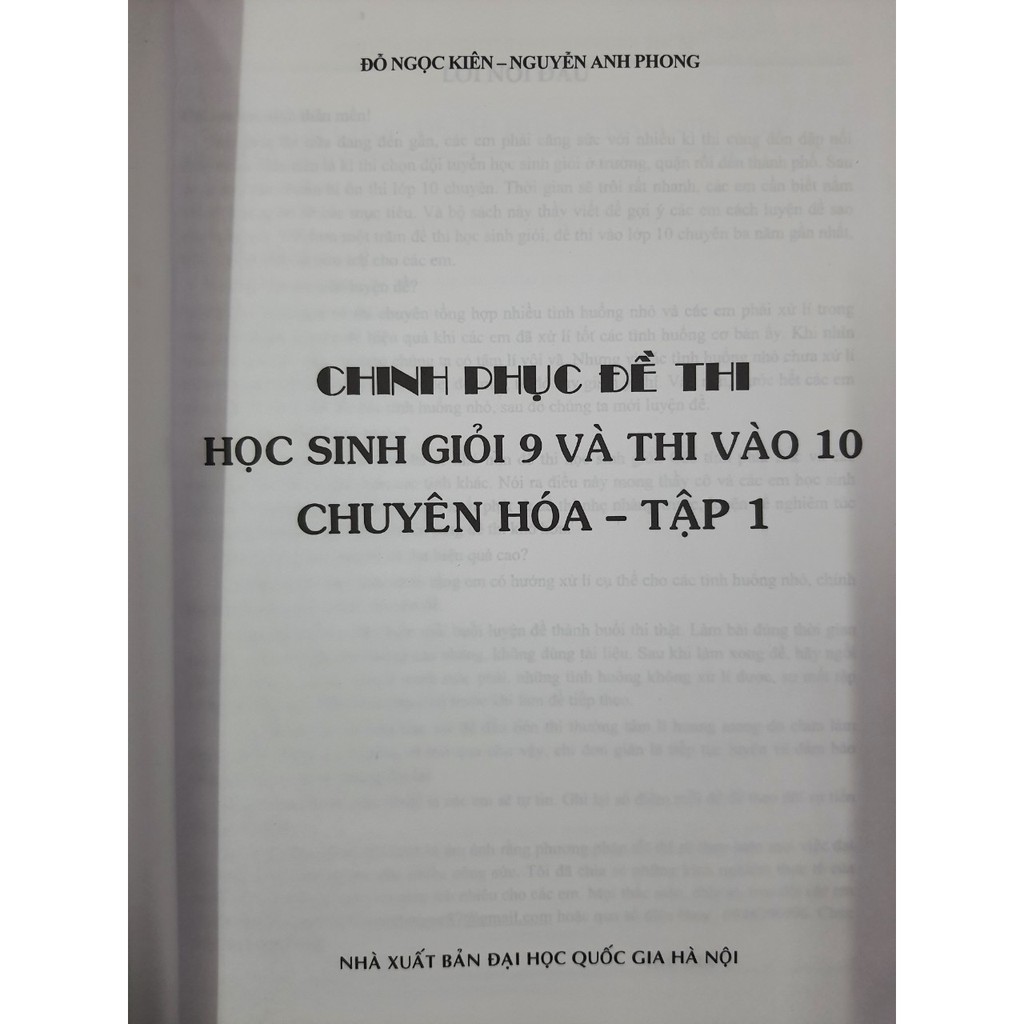 Sách - Chinh phục đề thi học sinh giỏi 9 và thi vào 10 chuyên Hoá Tập 1