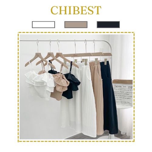 Set chân váy gân sóng áo crop bèo vai dáng dài dáng dài tiểu thư CHIBEST HSB98