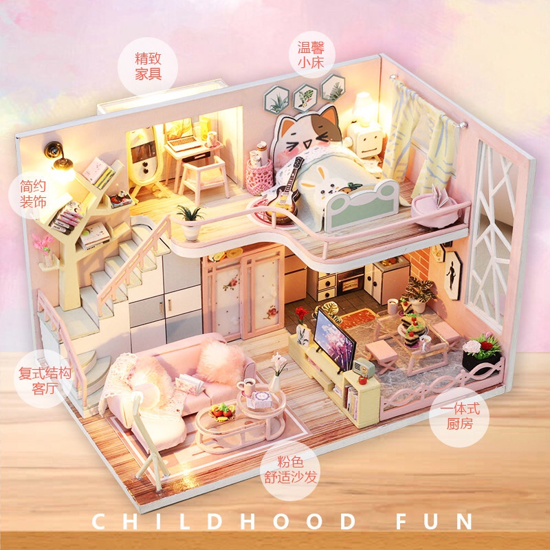 Mô hình lắp ráp nhà búp bê gỗ diy - Hanasaku Iroha M026