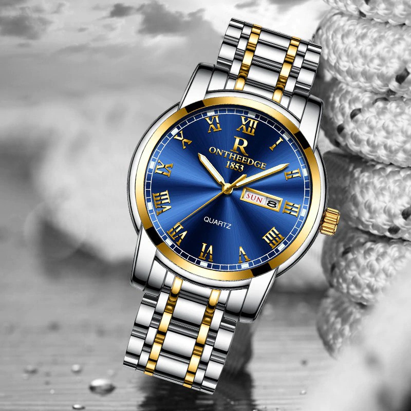 ĐỒNG HỒ NAM CAO CẤP ONTHEEDGE KÍNH TRÁNG SAPPHIRE DÂY KIM LOẠI KHÔNG GỈ + TẶNG KÈM PIN AESHOP.01 | BigBuy360 - bigbuy360.vn