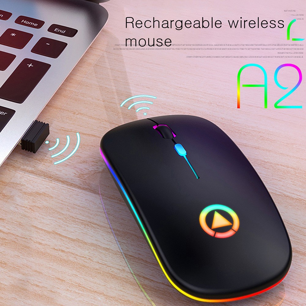 Exclusive® A2 Wireless Mouse Silent LED Backlit Mouse USB Optical Ergonomic Gaming Mouse PC Computer Mouse For Laptop PC