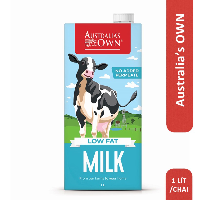 [Mã LT50 giảm 50k đơn 250k] Australia's Own Sữa Tươi Úc Ít Béo 1L (Date tháng 9.2022)
