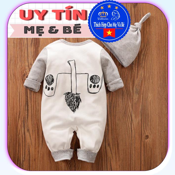 BodySuit,áo liền quần dễ thương dài tay kiểu sư tử cho bé (541A),cotton 100%,thương hiệu Aiueo Nhật Bản.