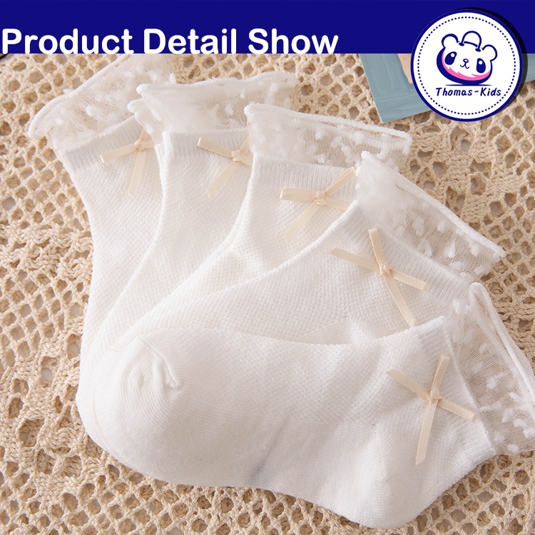 Vớ Lưới Phối Ren Hoa Màu Trắng Dễ Thương Dành Cho Bé Gái 3-12 Tuổi