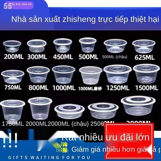Hộp bao bì dùng một lần đựng cơm tròn 1000 đồ ănng đi trưa bằng nhựa thức dày trong suốt Bán buôn có nắp