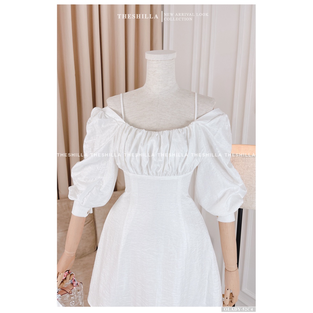 Váy thiết kế cao cấp màu trắng  ngực nhún dây vai mặc 2 kiểu [ Có video + Ảnh thật ] The Shilla - Olady-52C4
