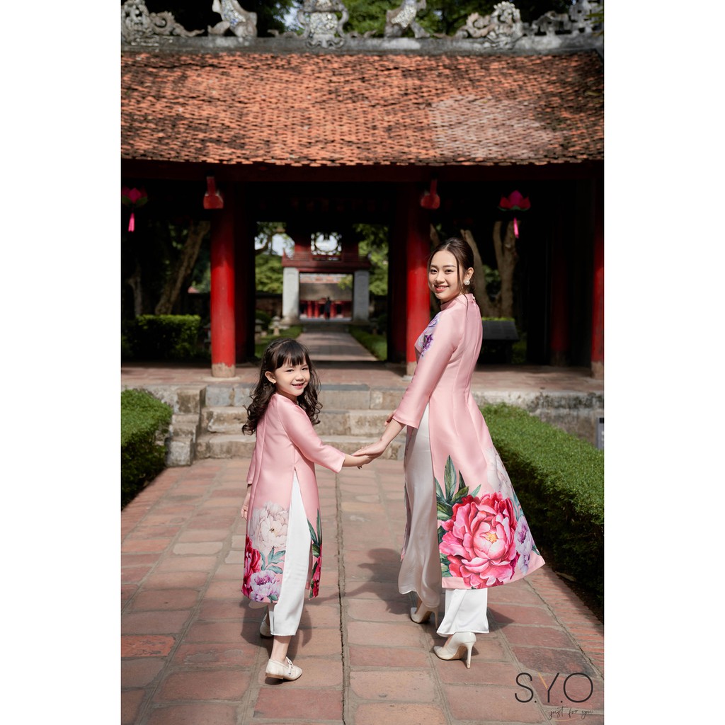 Áo Dài In Hoa Mẫu Đơn SYO AD001
