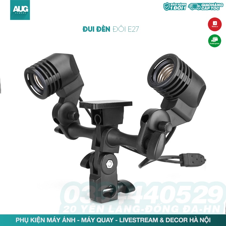 Đui đèn đôi E27 Có lỗ gắn dù - AUG Camera