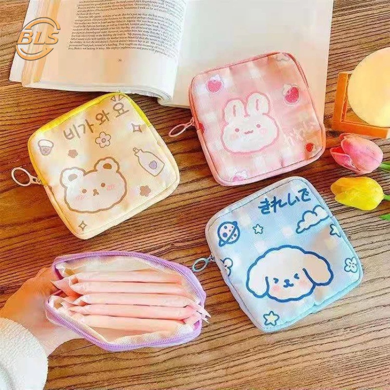 Túi Đựng Băng Vệ Sinh/Son Môi/Tai Nghe Du Lịch Sức Chứa Lớn Có Khóa Kéo Dễ Thương Cho Nữ