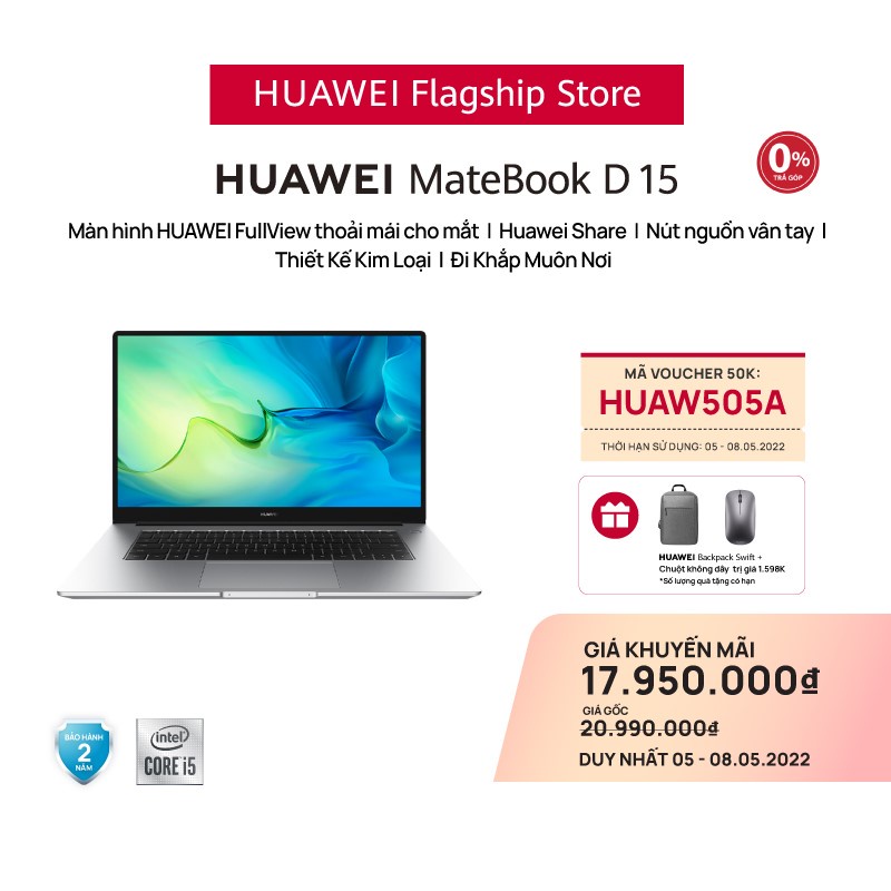 Máy Tính Xách Tay HUAWEI MateBook D 15 (8GB/512GB) | Intel® Core™ Thế Hệ Thứ 11