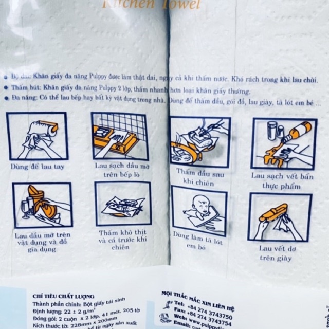 Giấy Thấm Dầu Mỡ Pulppy 205 Tờ 2 lớp dày, độ thấm cao, thân thiên với môi trường